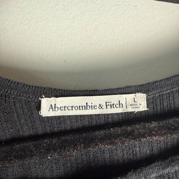 Abercrombie & Fitch High Neck Midi Knit Dress Black White Stripes Large - Picture 7 of 11
